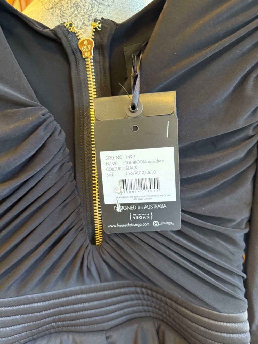 Zhivago Women's The Bloom Gathered Jersey Gown Black 6 NWT - Picture 9 of 11